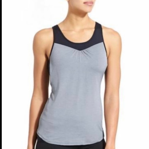 Athleta Tops - ATHLETA Mesh Supercharged Tank in Grey Black